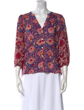 BA&SH Floral Print V-Neck Blouse