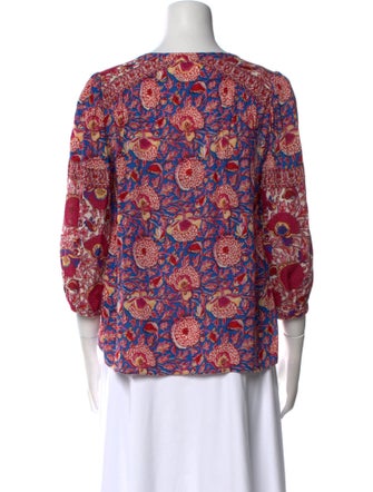 BA&SH Floral Print V-Neck Blouse