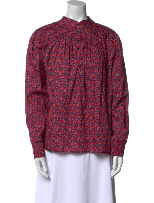BA&SH Floral Print Mock Neck Blouse