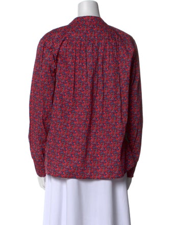 BA&SH Floral Print Mock Neck Blouse