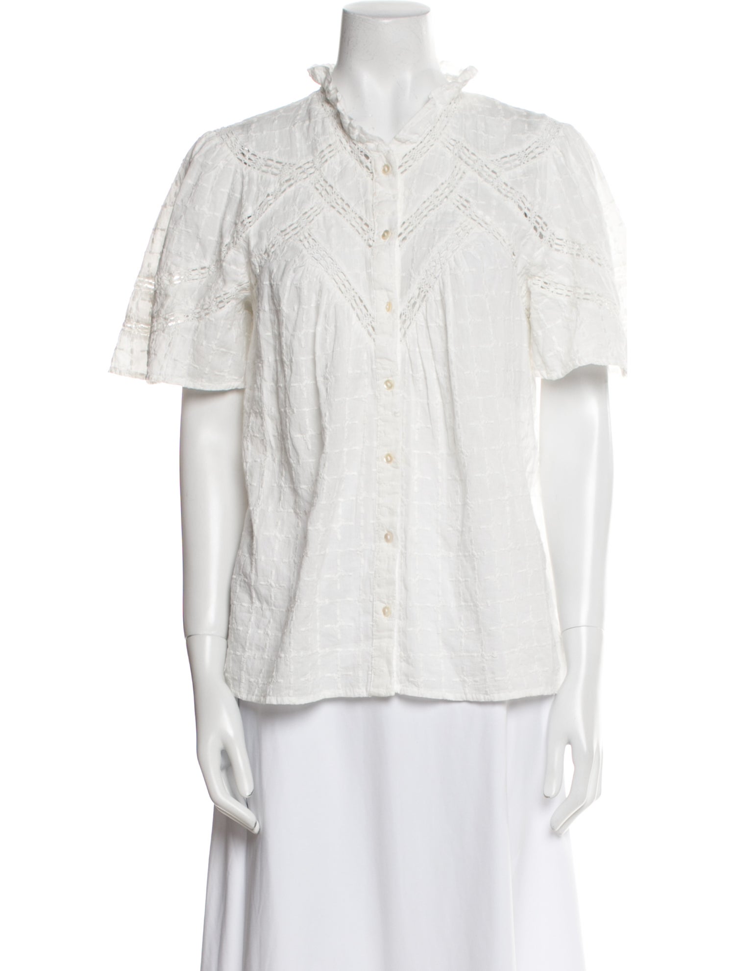 BA&SH Short Sleeve Button-Up Top