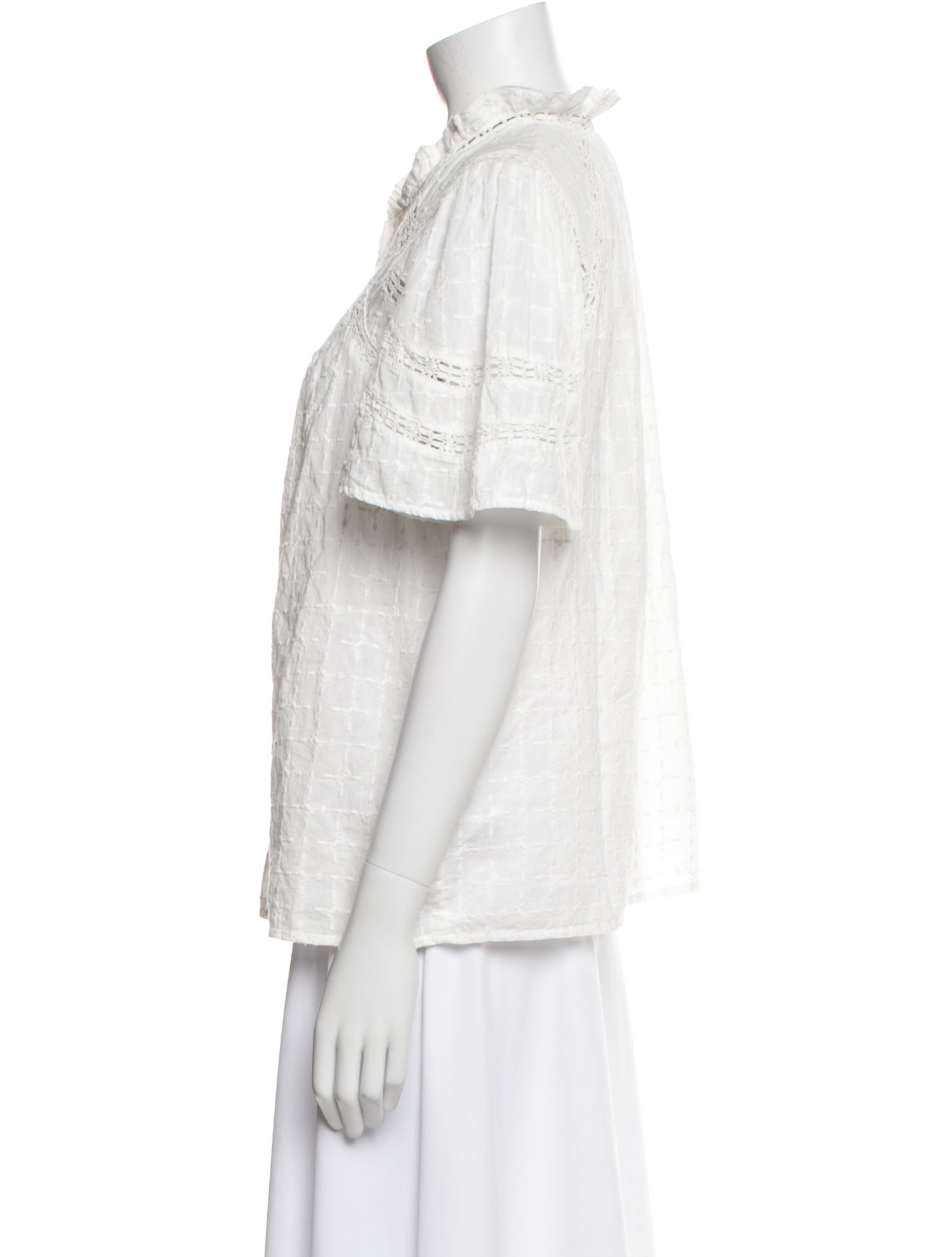 BA&SH Short Sleeve Button-Up Top