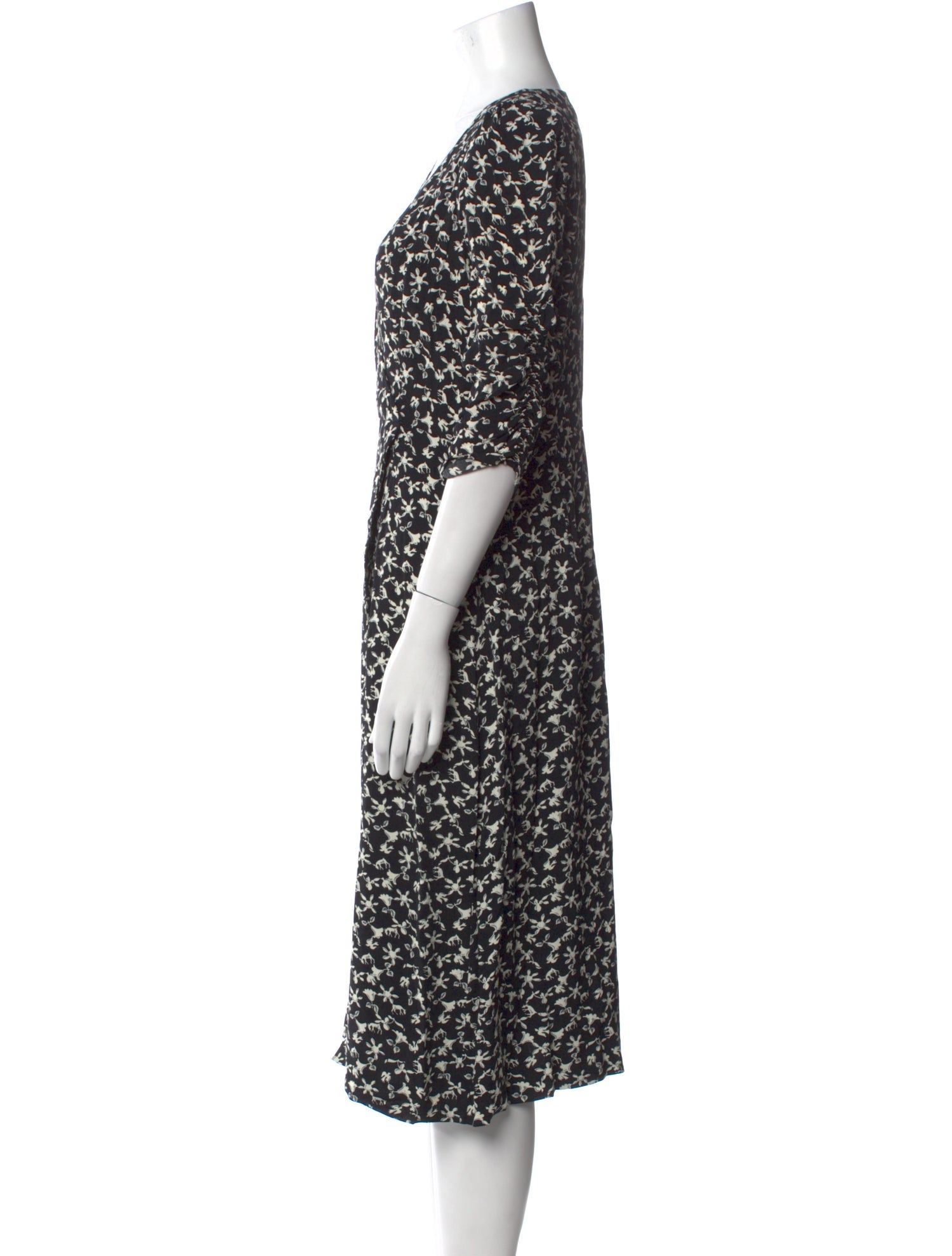 BA&SH Floral Print Midi Length Dress