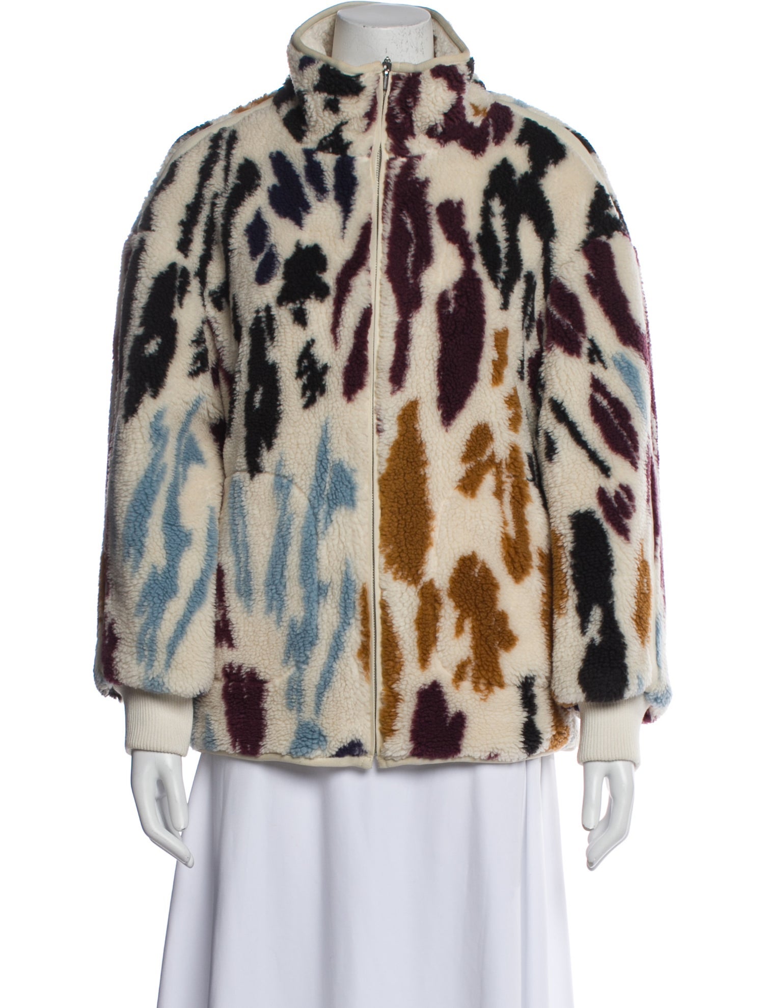 BA&SH Faux Shearling Printed Faux Fur Jacket