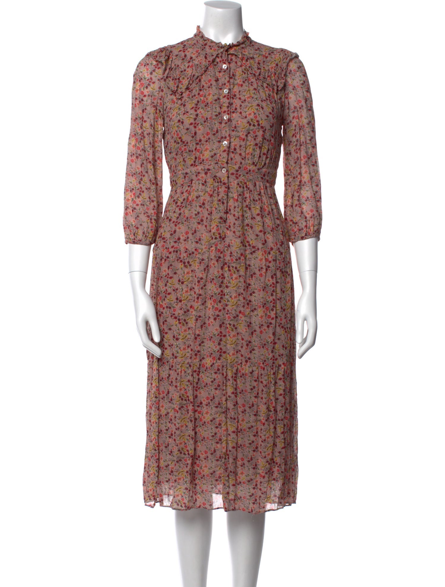 BA&SH Floral Print Midi Length Dress