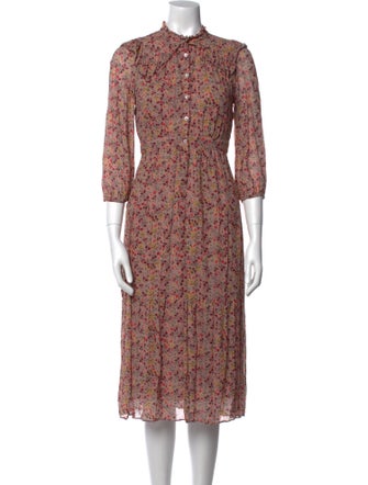 BA&SH Floral Print Midi Length Dress