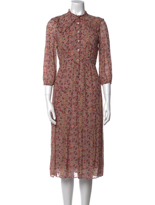 BA&SH Floral Print Midi Length Dress