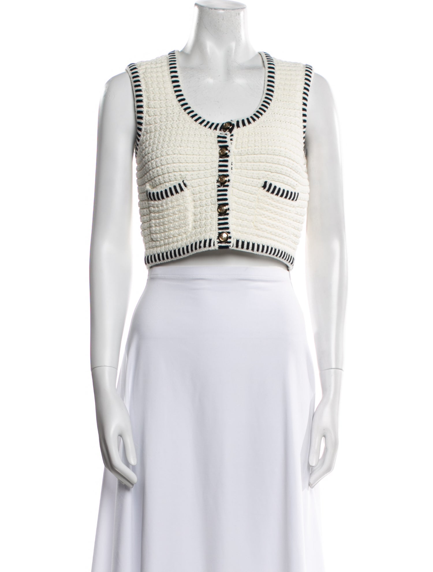 BA&SH Striped Scoop Neck Crop Top