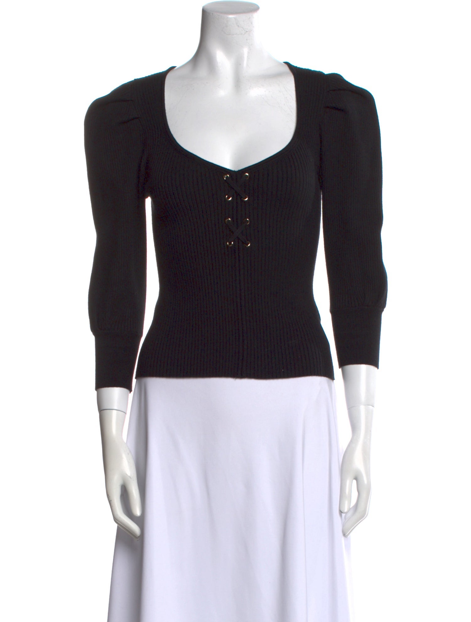 BA&SH Scoop Neck Three-Quarter Sleeve Top