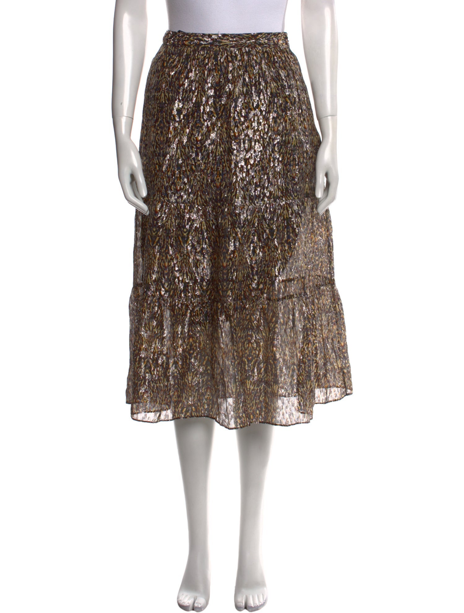 BA&SH Patterned Midi Length Skirt w/ Tags