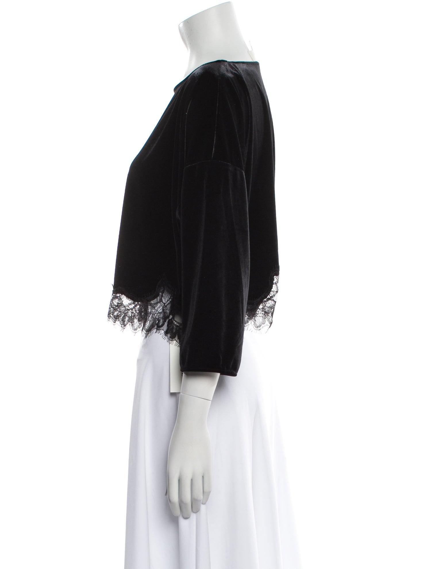 BA&SH Bateau Neckline Three-Quarter Sleeve Crop Top