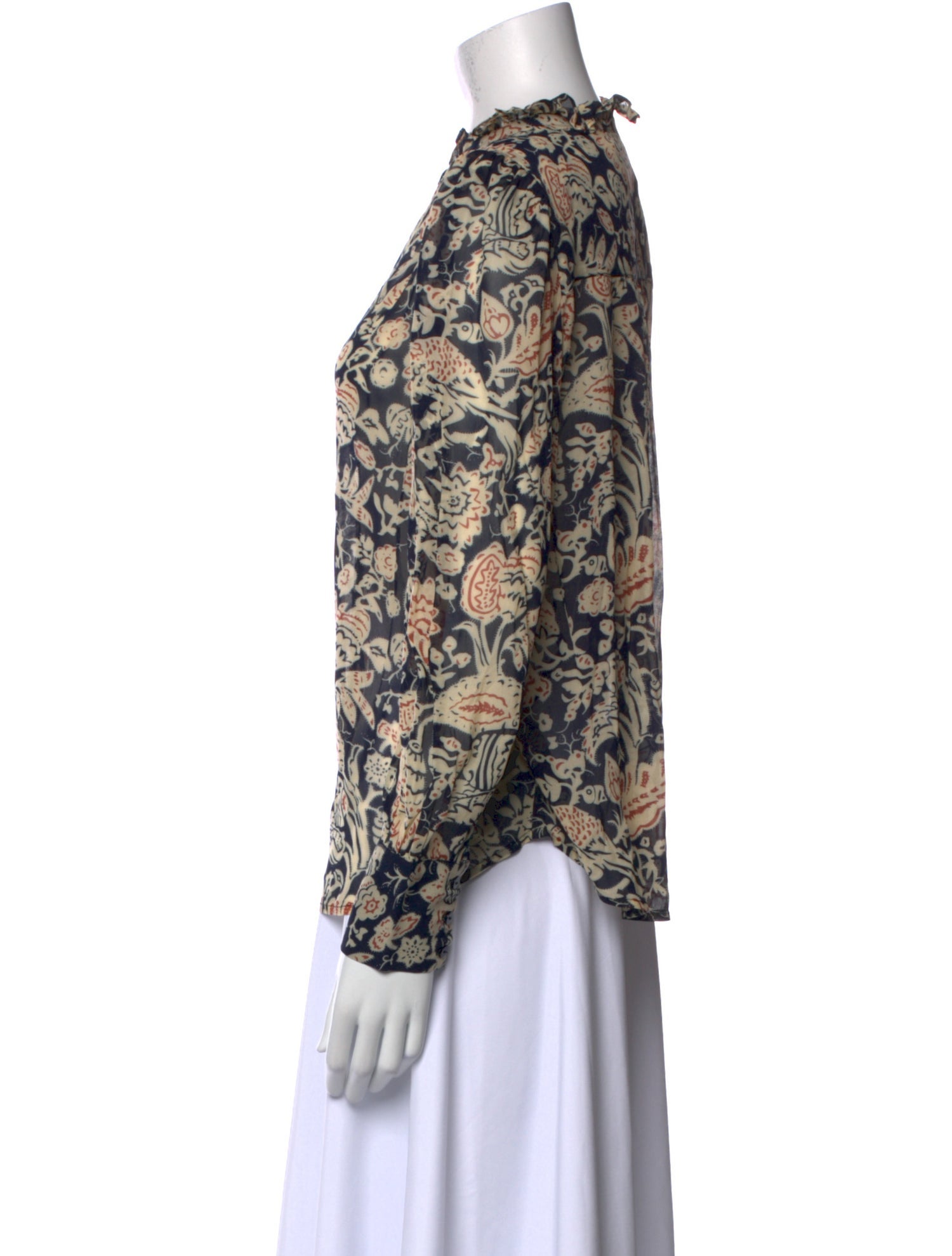 BA&SH Floral Print Mock Neck Blouse
