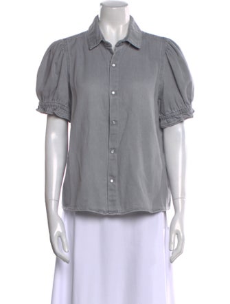 BA&SH Short Sleeve Button-Up Top