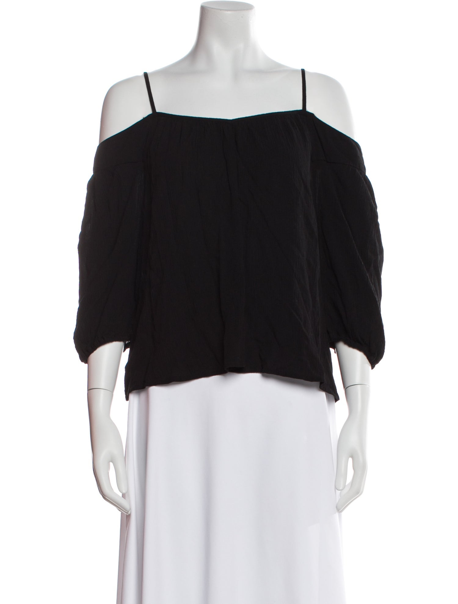 BA&SH Square Neckline Three-Quarter Sleeve Crop Top