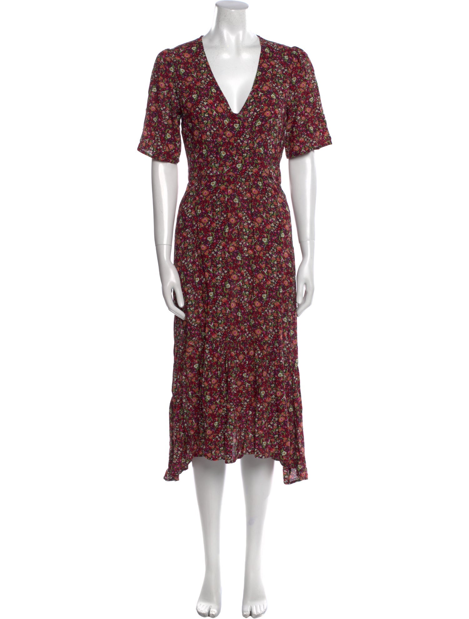 BA&SH Floral Print Midi Length Dress