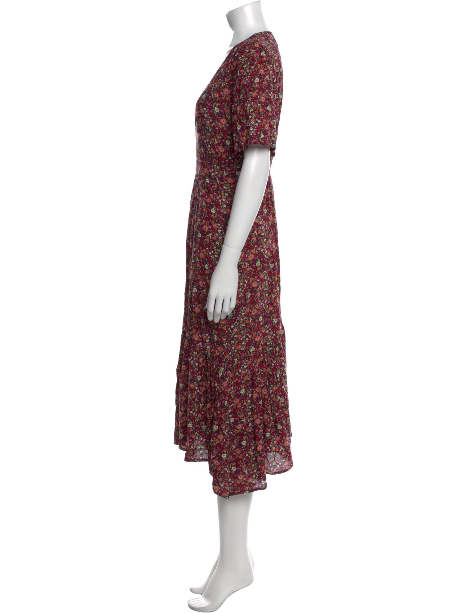 BA&SH Floral Print Midi Length Dress