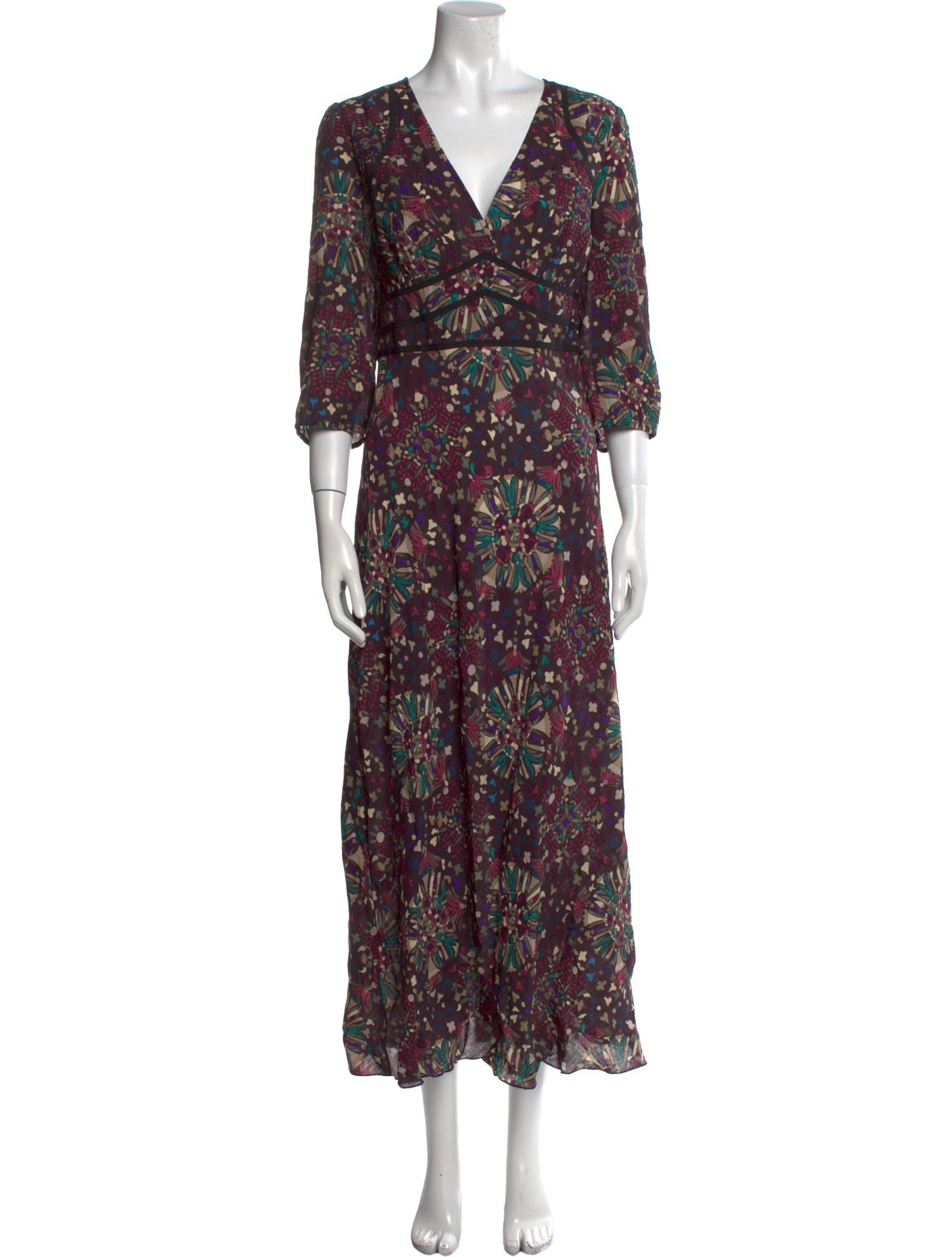 BA&SH Floral Print Midi Length Dress