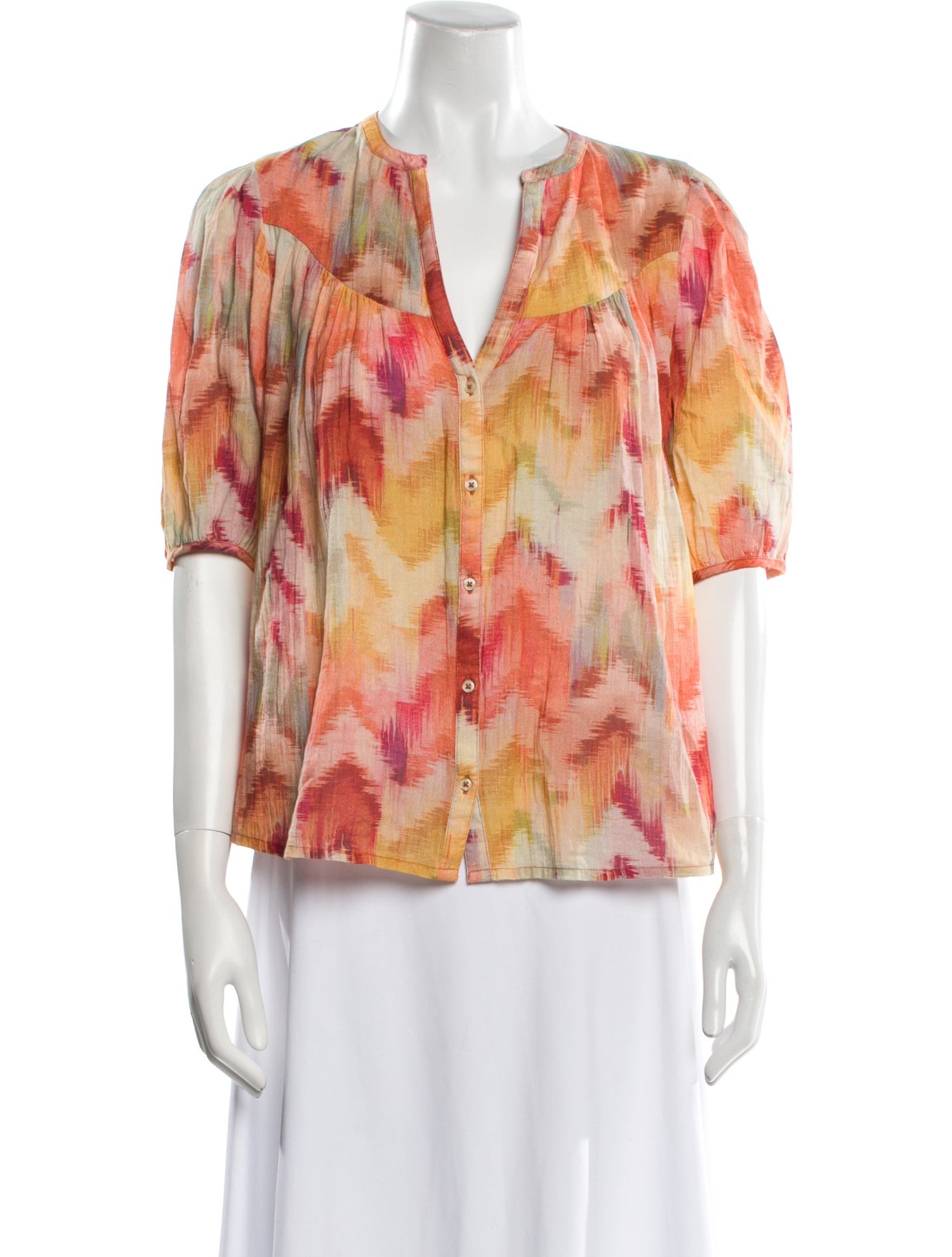 BA&SH Tie-Dye Print V-Neck Blouse