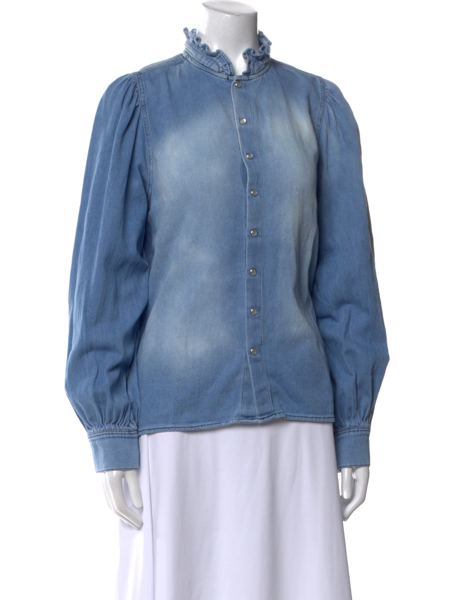 BA&SH Mock Neck Long Sleeve Button-Up Top