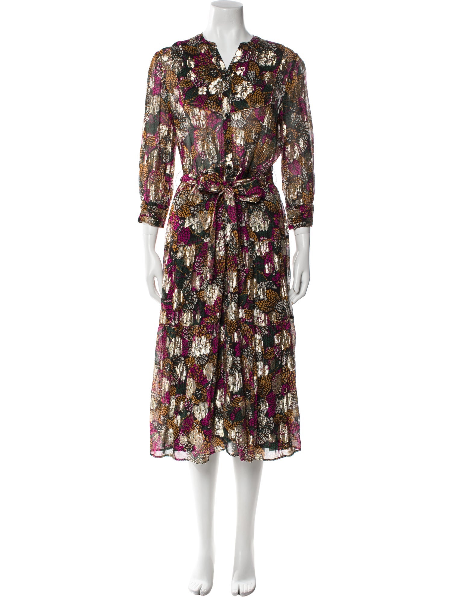 BA&SH Animal Print Midi Length Dress