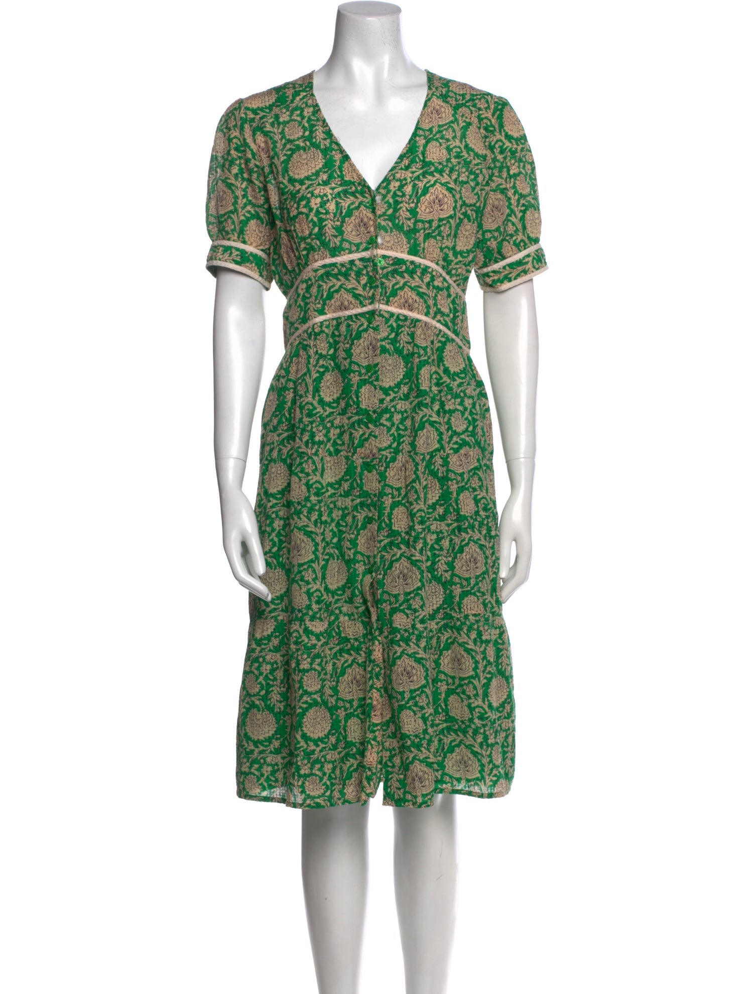 BA&SH Floral Print Midi Length Dress