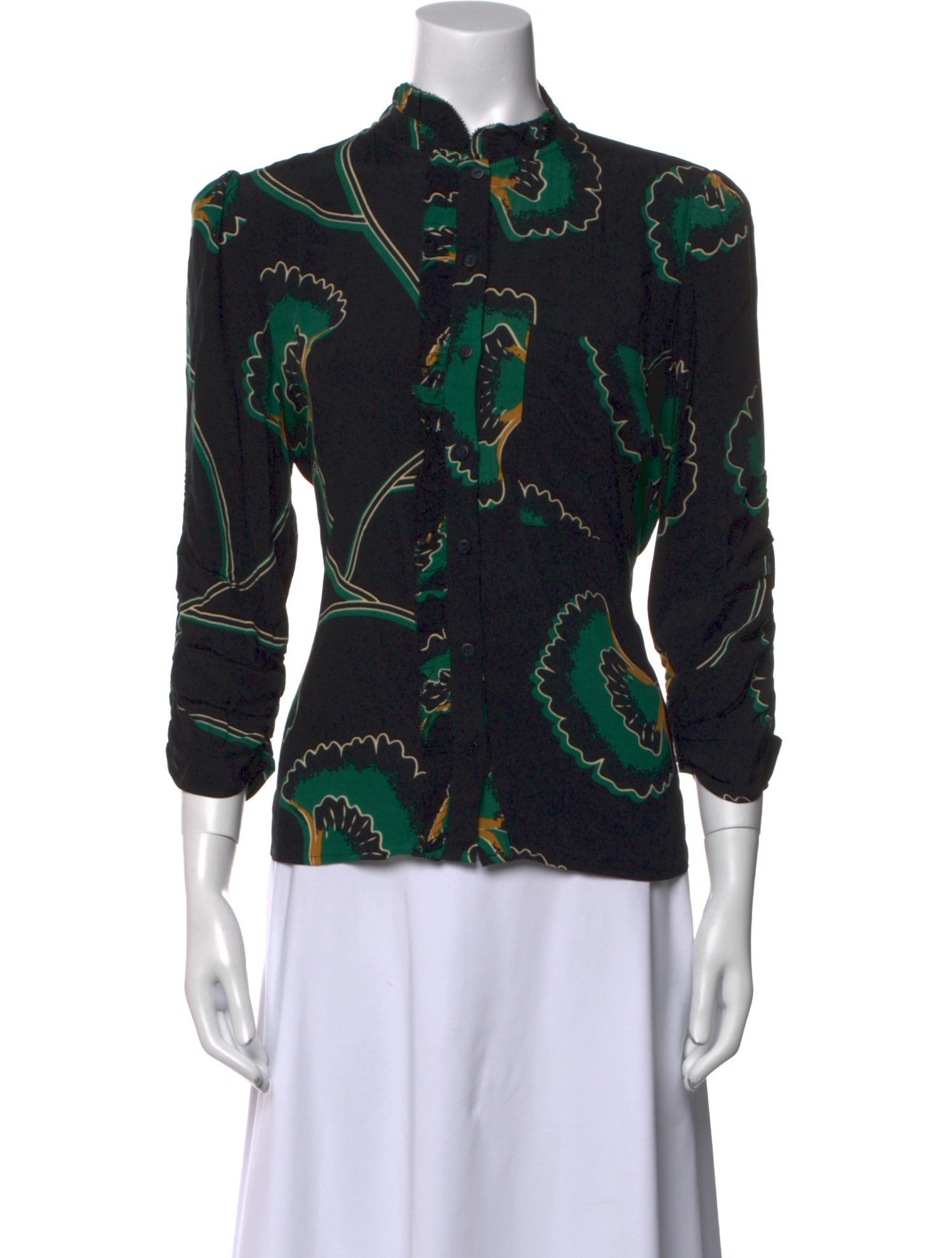 BA&SH Printed Mock Neck Blouse