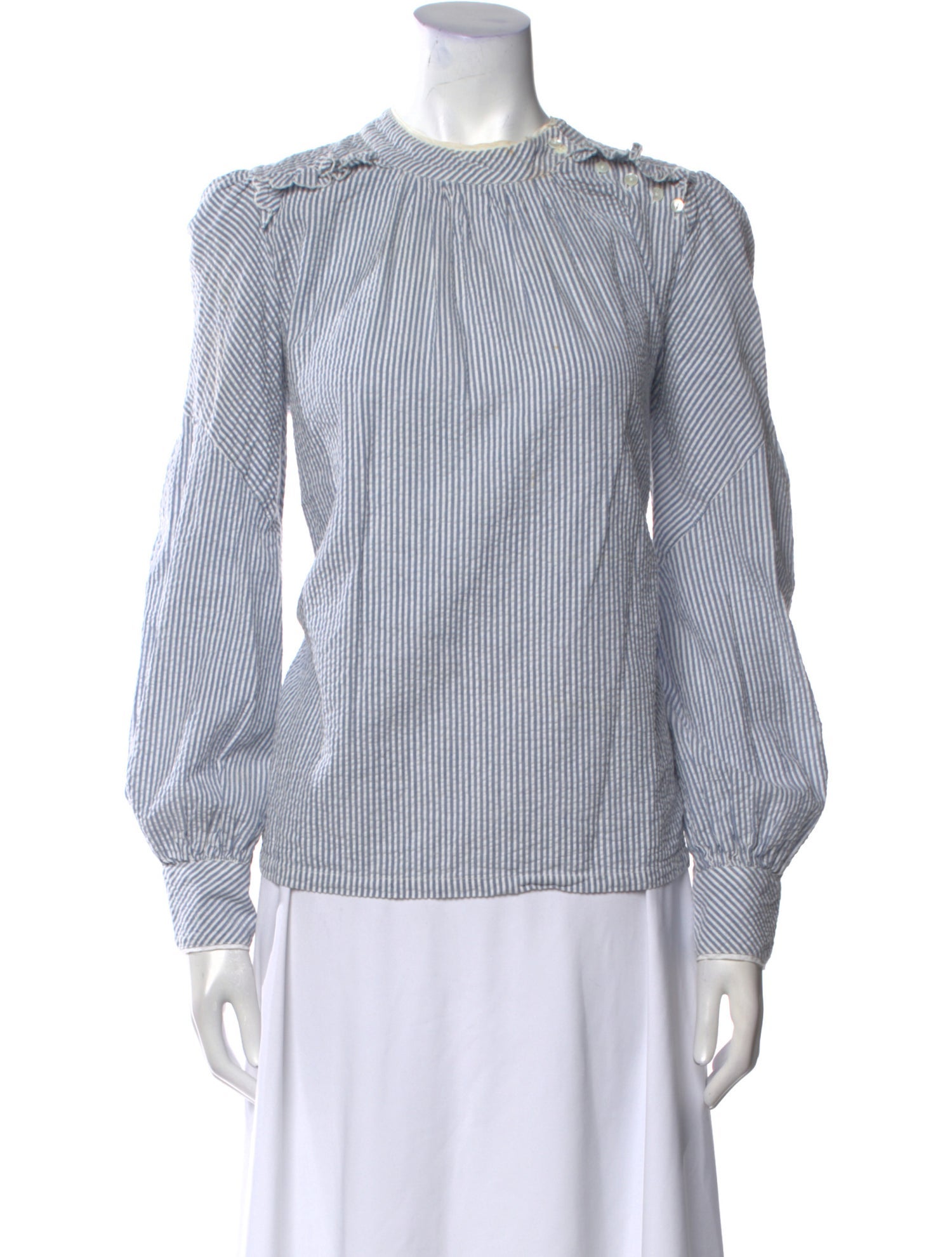 BA&SH Striped Mock Neck Blouse