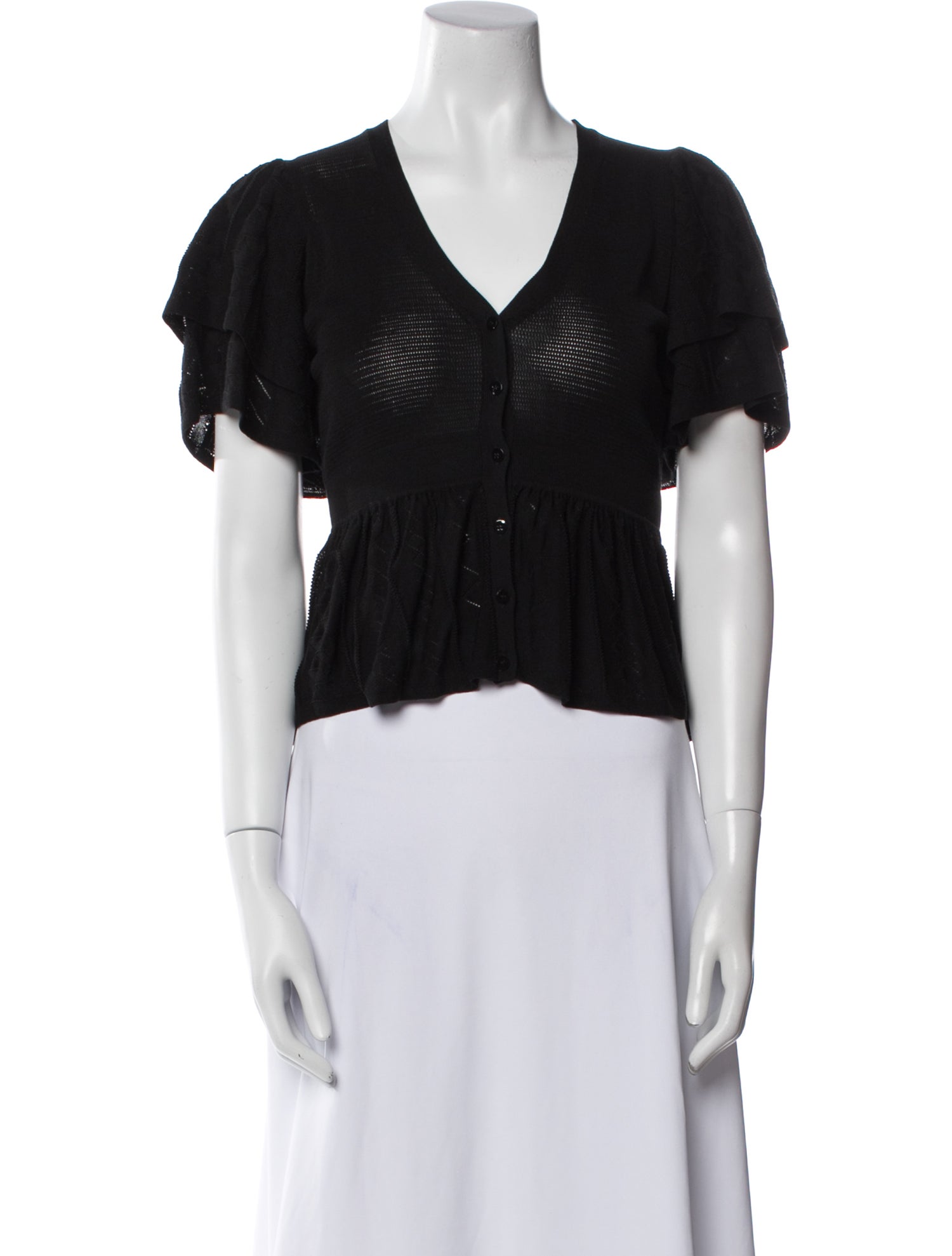 BA&SH V-Neck Short Sleeve Crop Top