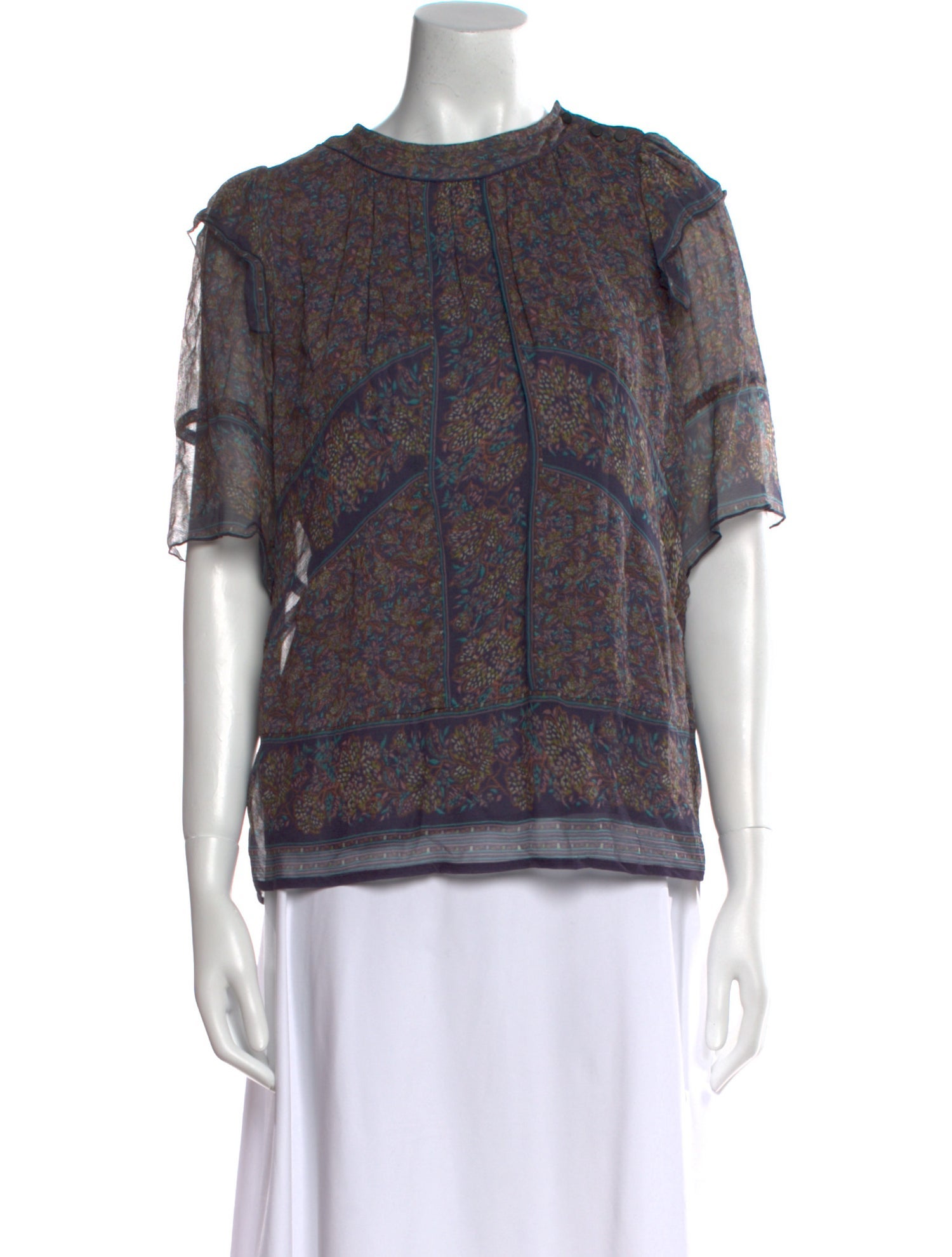 BA&SH Paisley Print Crew Neck Blouse