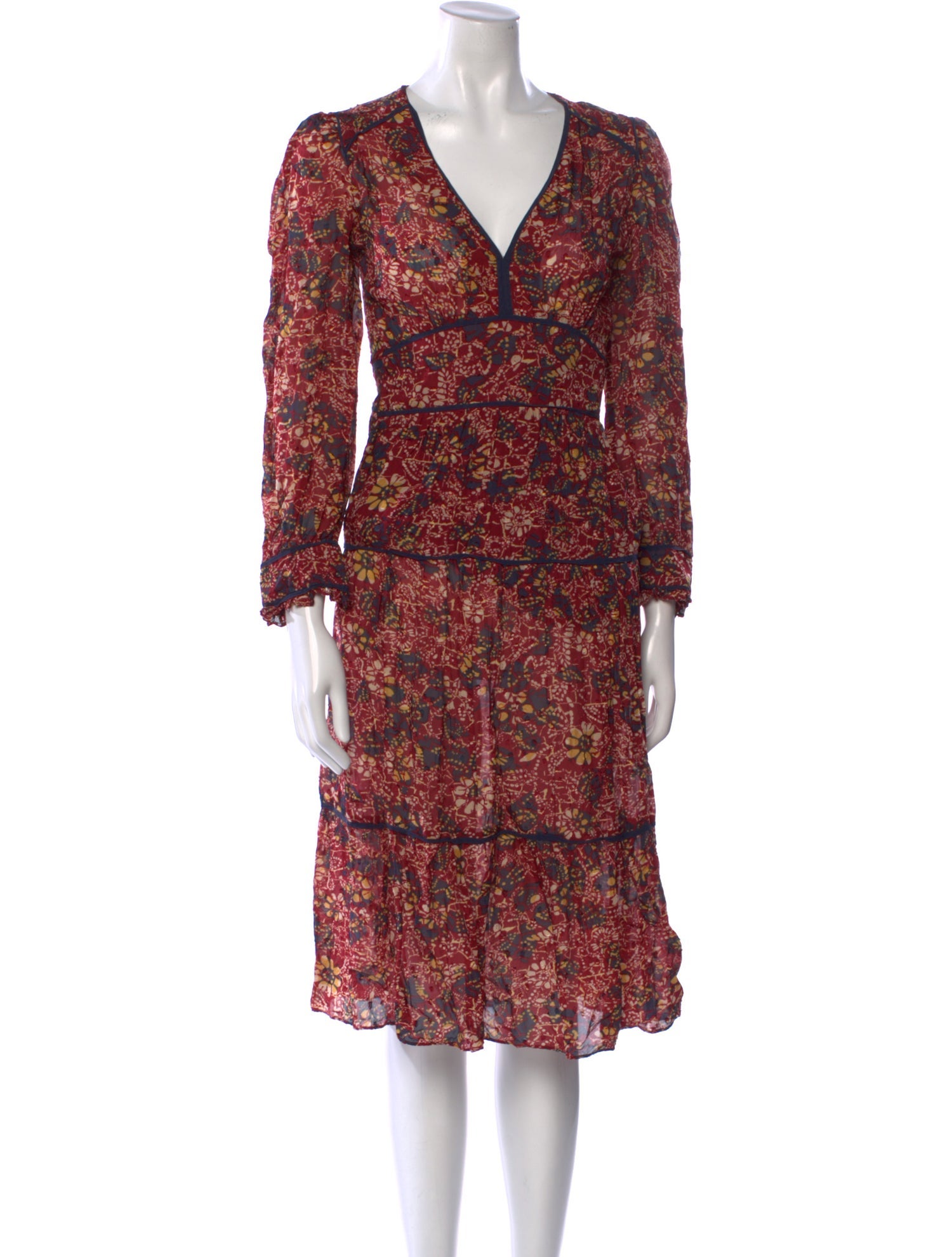 BA&SH Floral Print Midi Length Dress