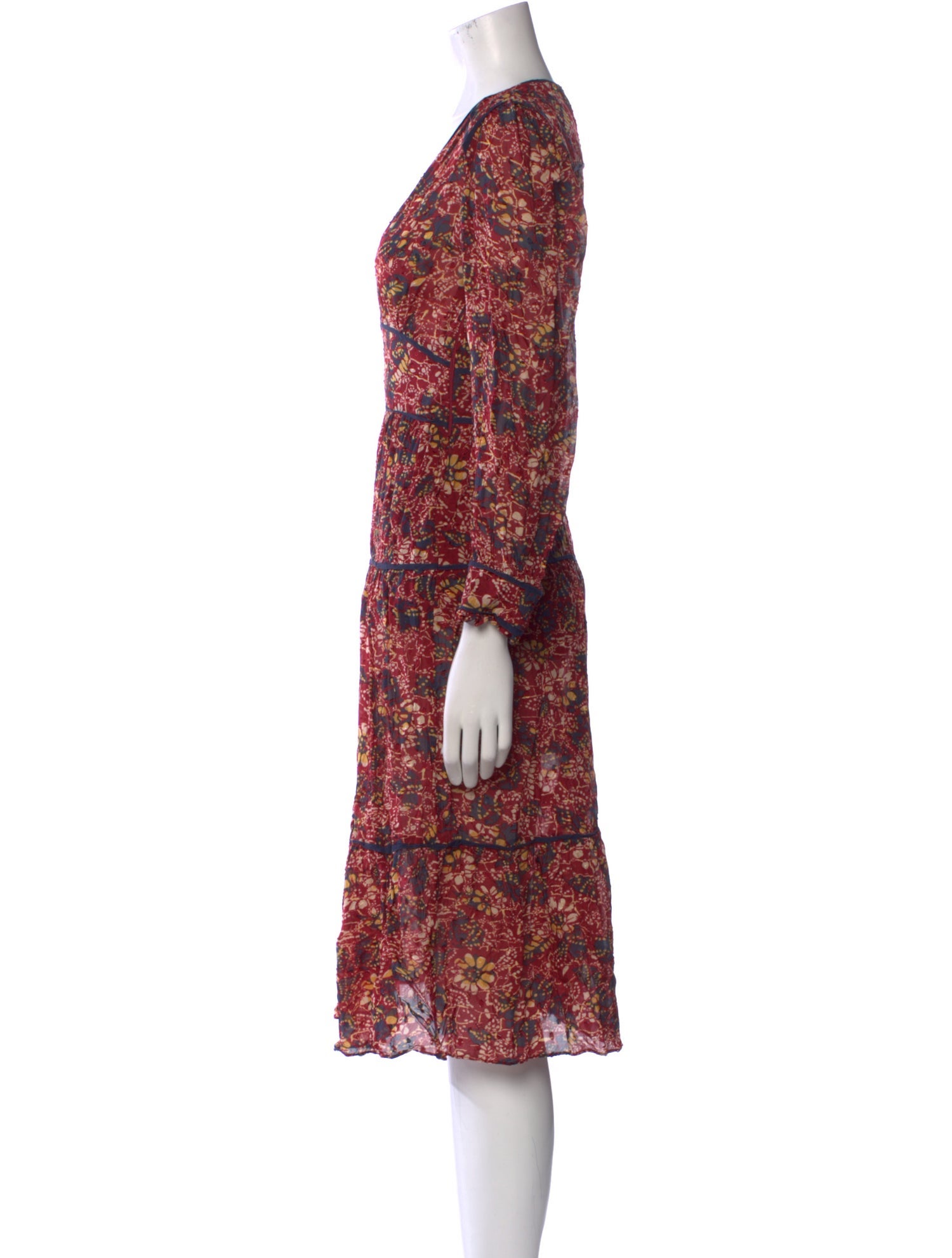 BA&SH Floral Print Midi Length Dress