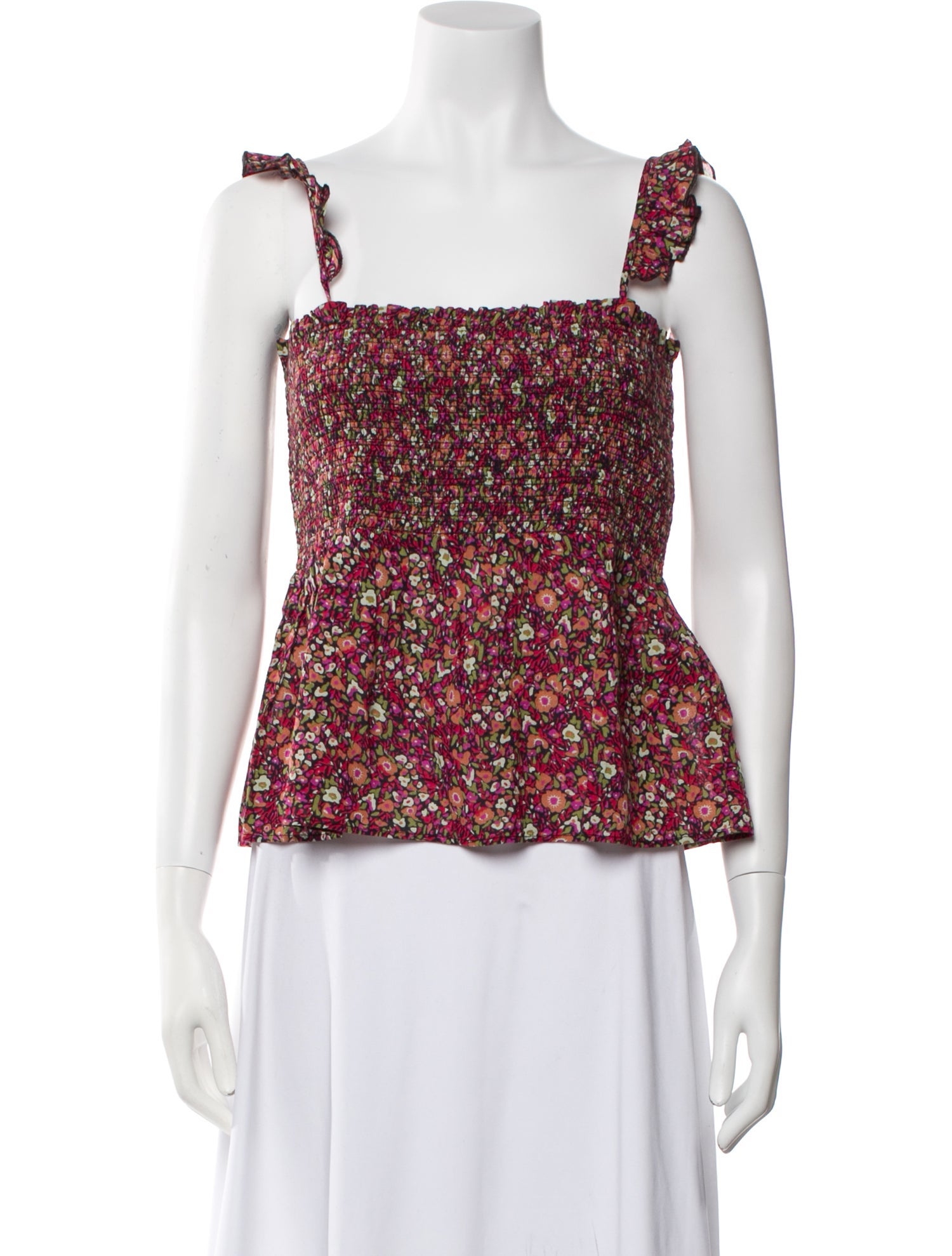 BA&SH Floral Print Square Neckline Crop Top