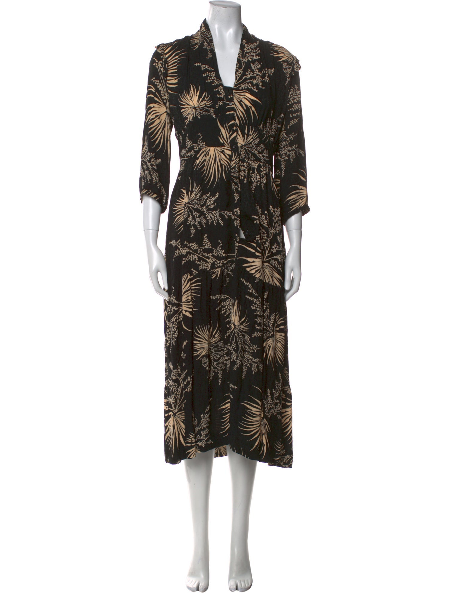 BA&SH Floral Print Midi Length Dress