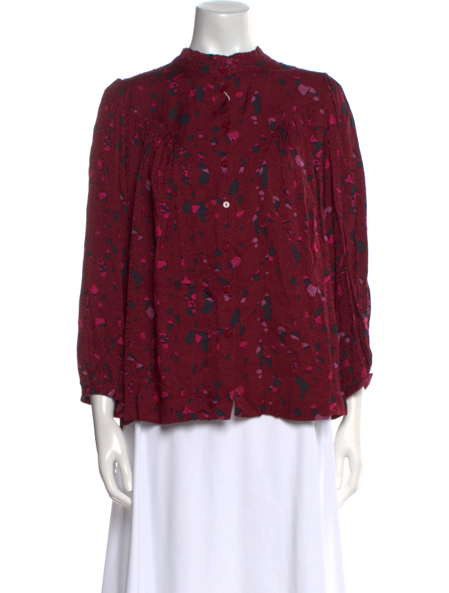 BA&SH Floral Print Mock Neck Blouse