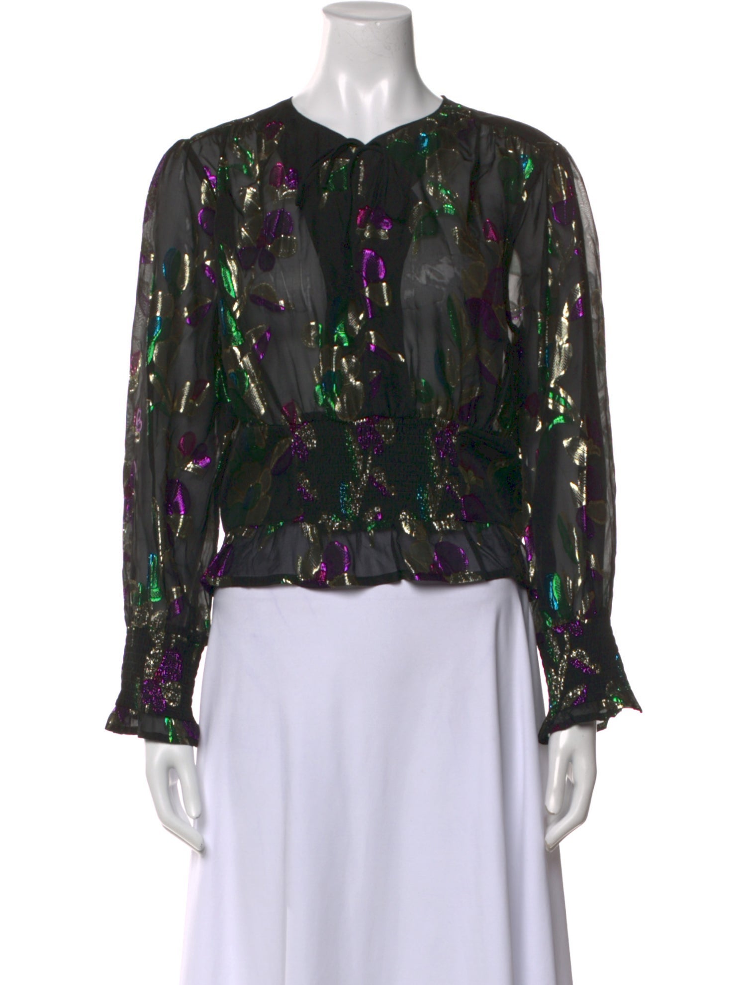 BA&SH Floral Print Crew Neck Blouse