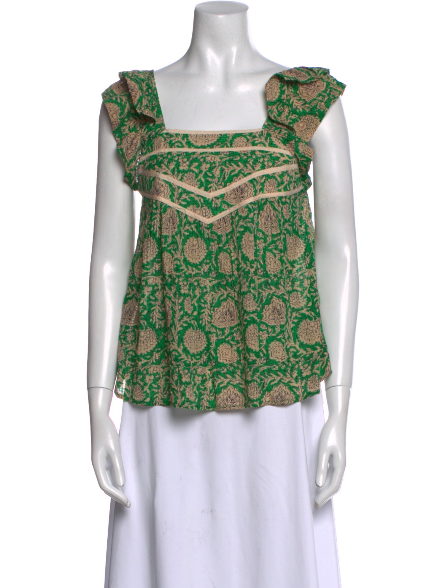 BA&SH Floral Print Square Neckline Blouse