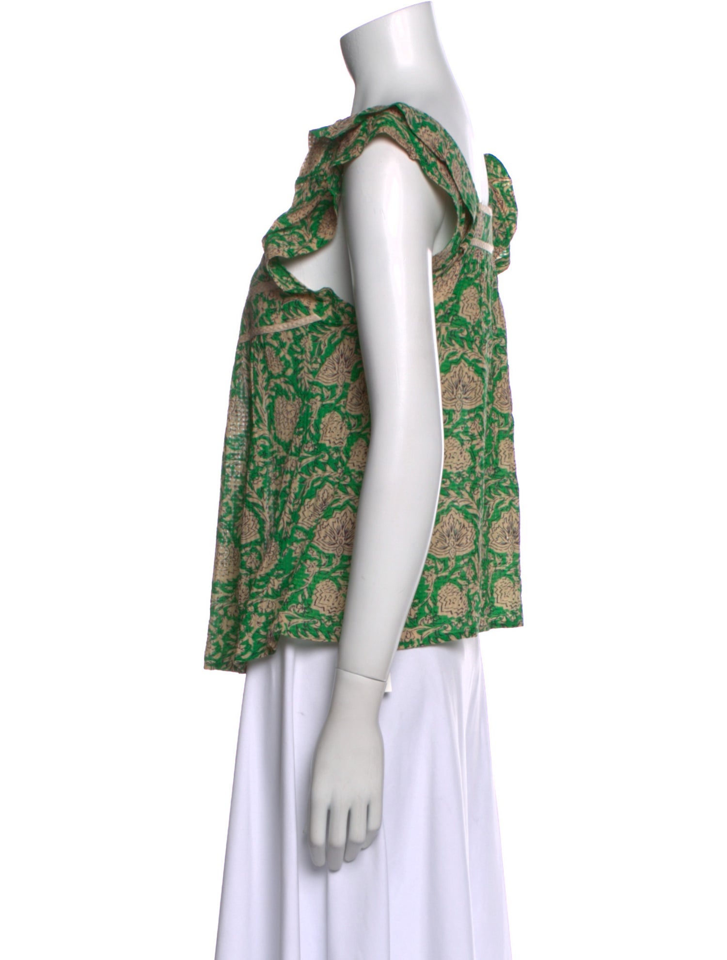 BA&SH Floral Print Square Neckline Blouse