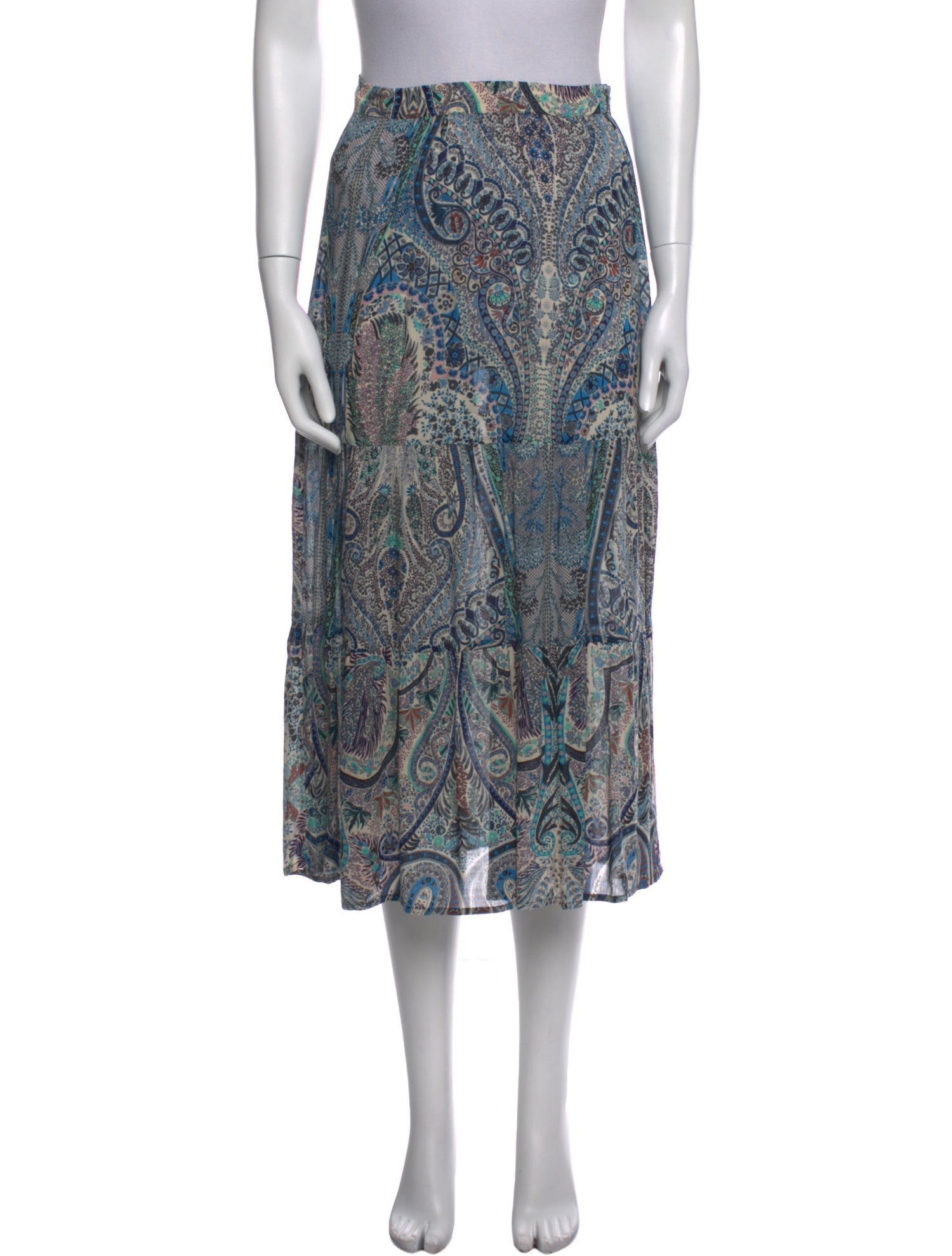 BA&SH Paisley Print Midi Length Skirt