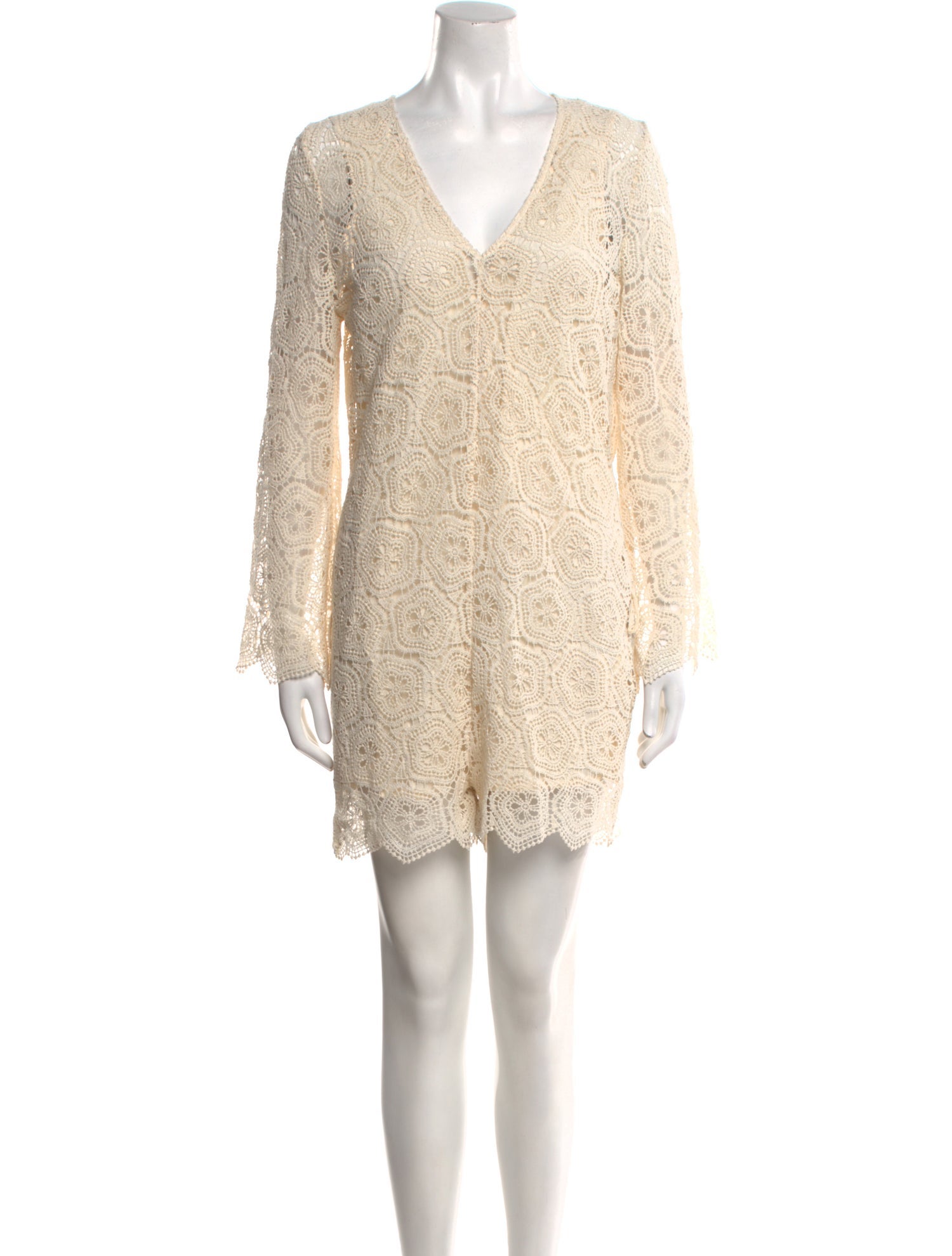 BA&SH Lace Pattern V-Neck Romper