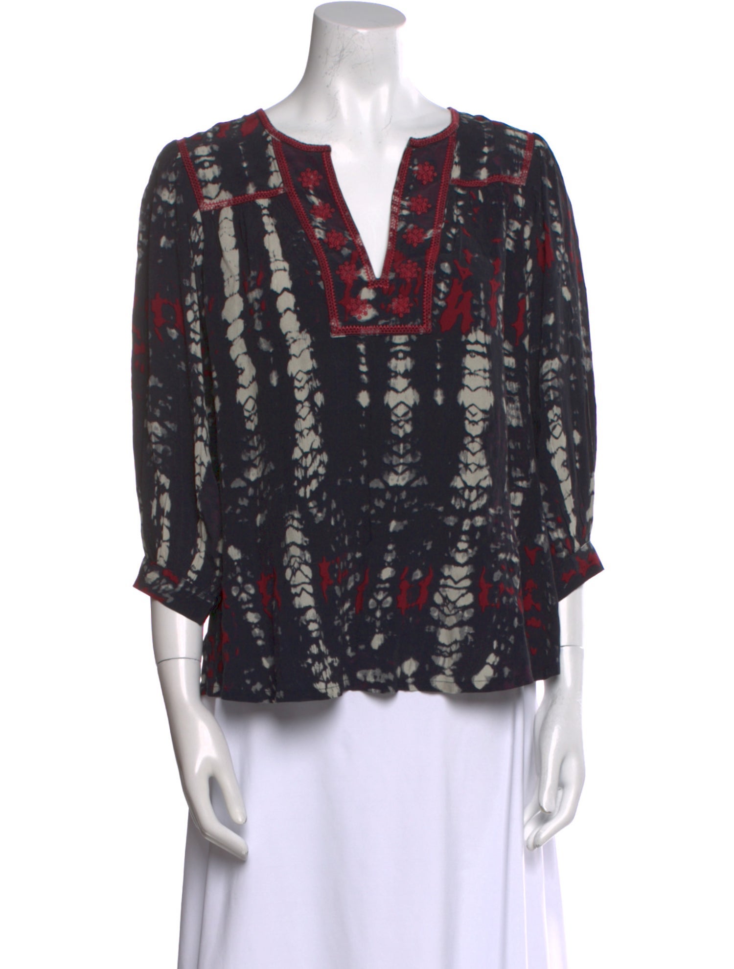 BA&SH Printed V-Neck Blouse w/ Tags