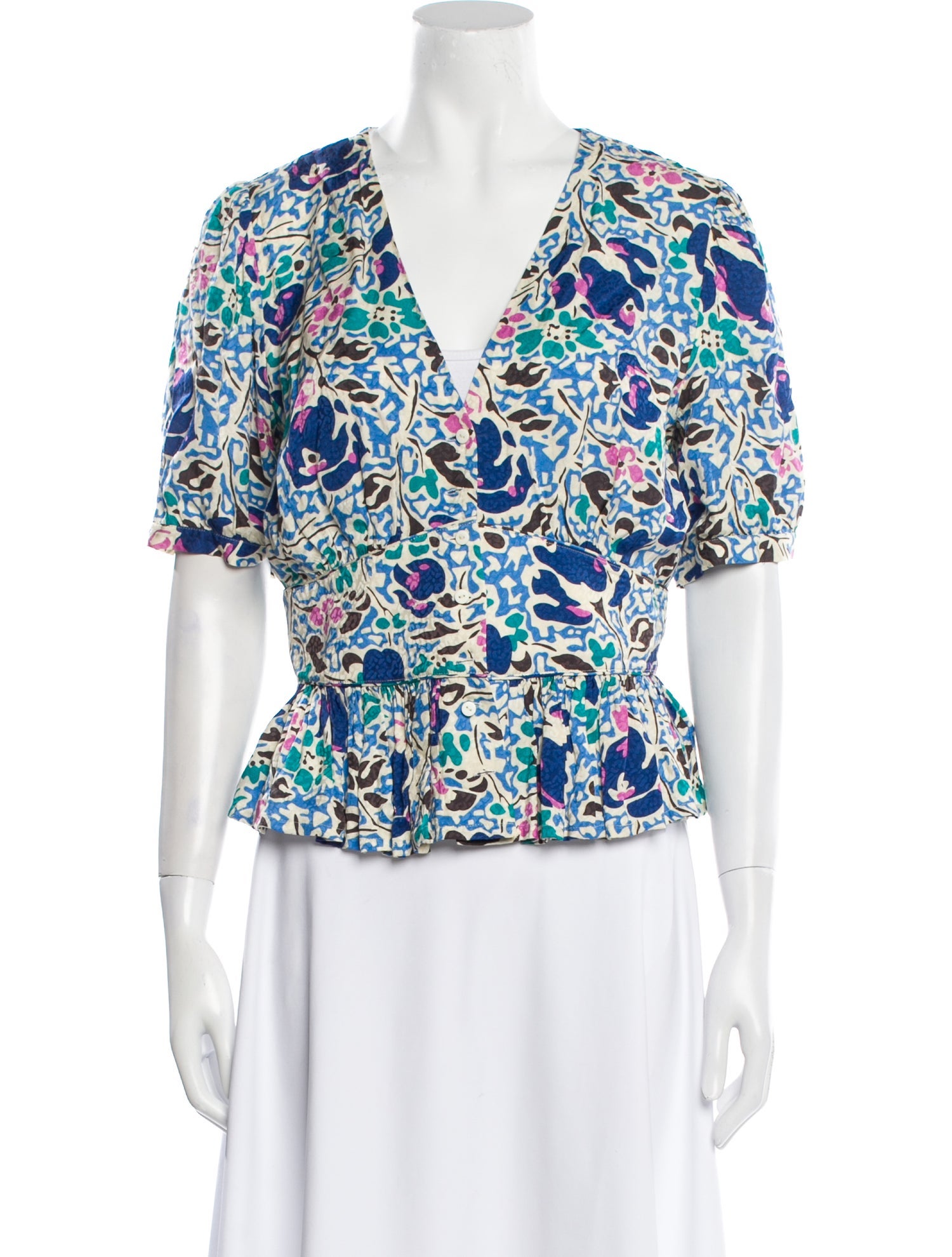 BA&SH Floral Print V-Neck Blouse