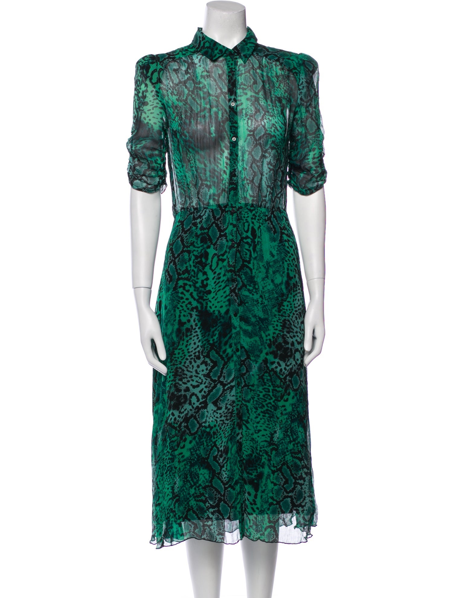 BA&SH Animal Print Midi Length Dress