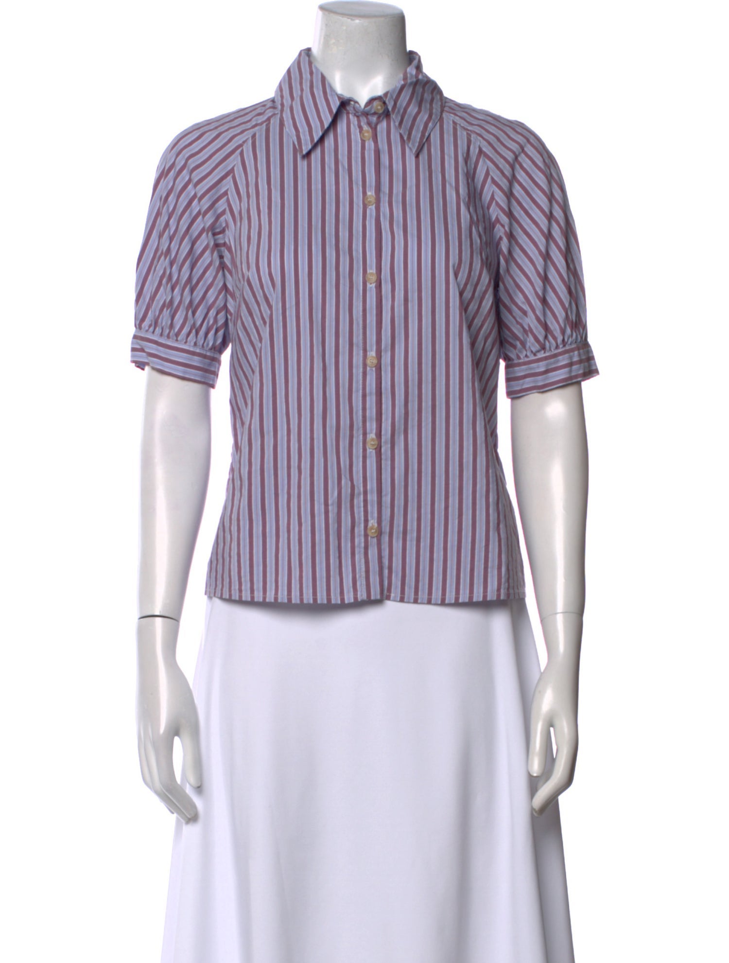 BA&SH Striped Short Sleeve Button-Up Top
