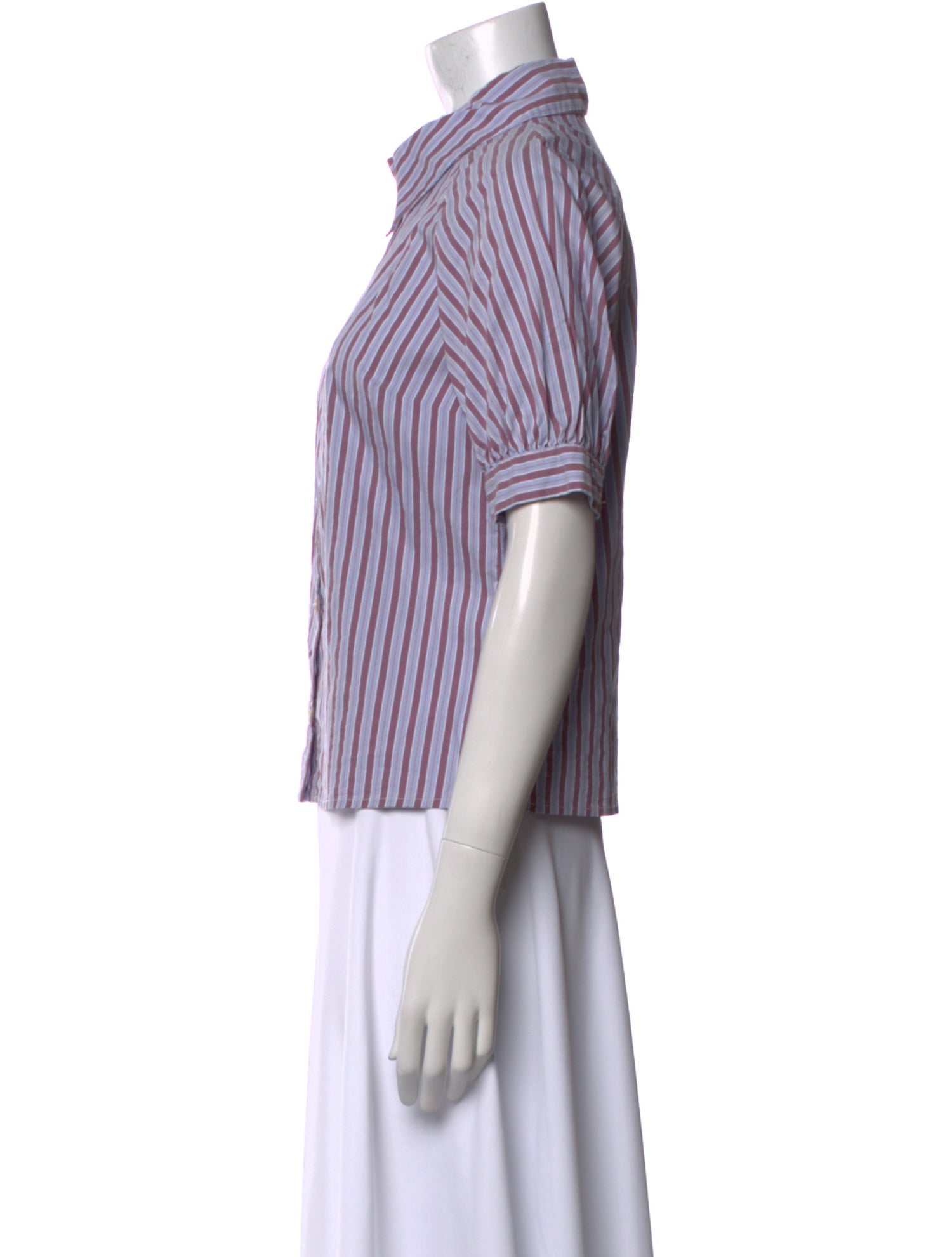 BA&SH Striped Short Sleeve Button-Up Top