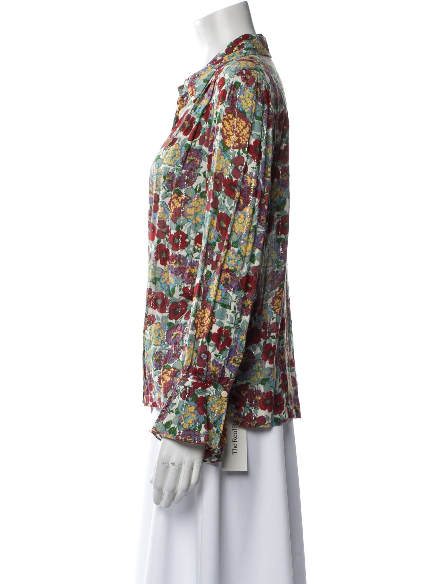 BA&SH Floral Print Long Sleeve Button-Up Top