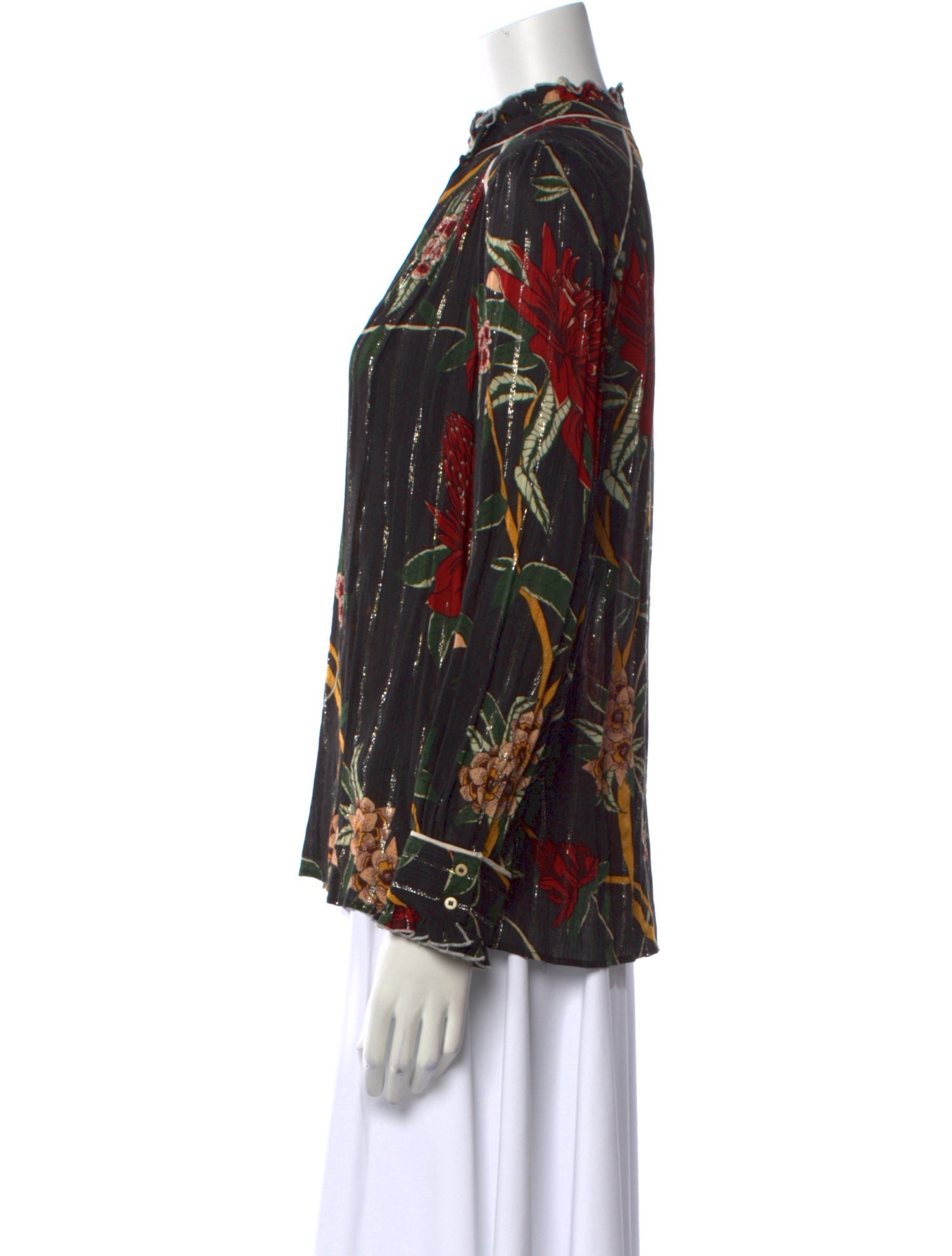 BA&SH Floral Print Mock Neck Blouse