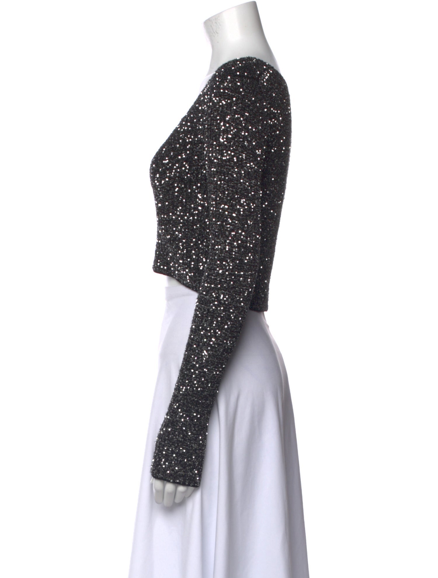 BA&SH Scoop Neck Long Sleeve Crop Top