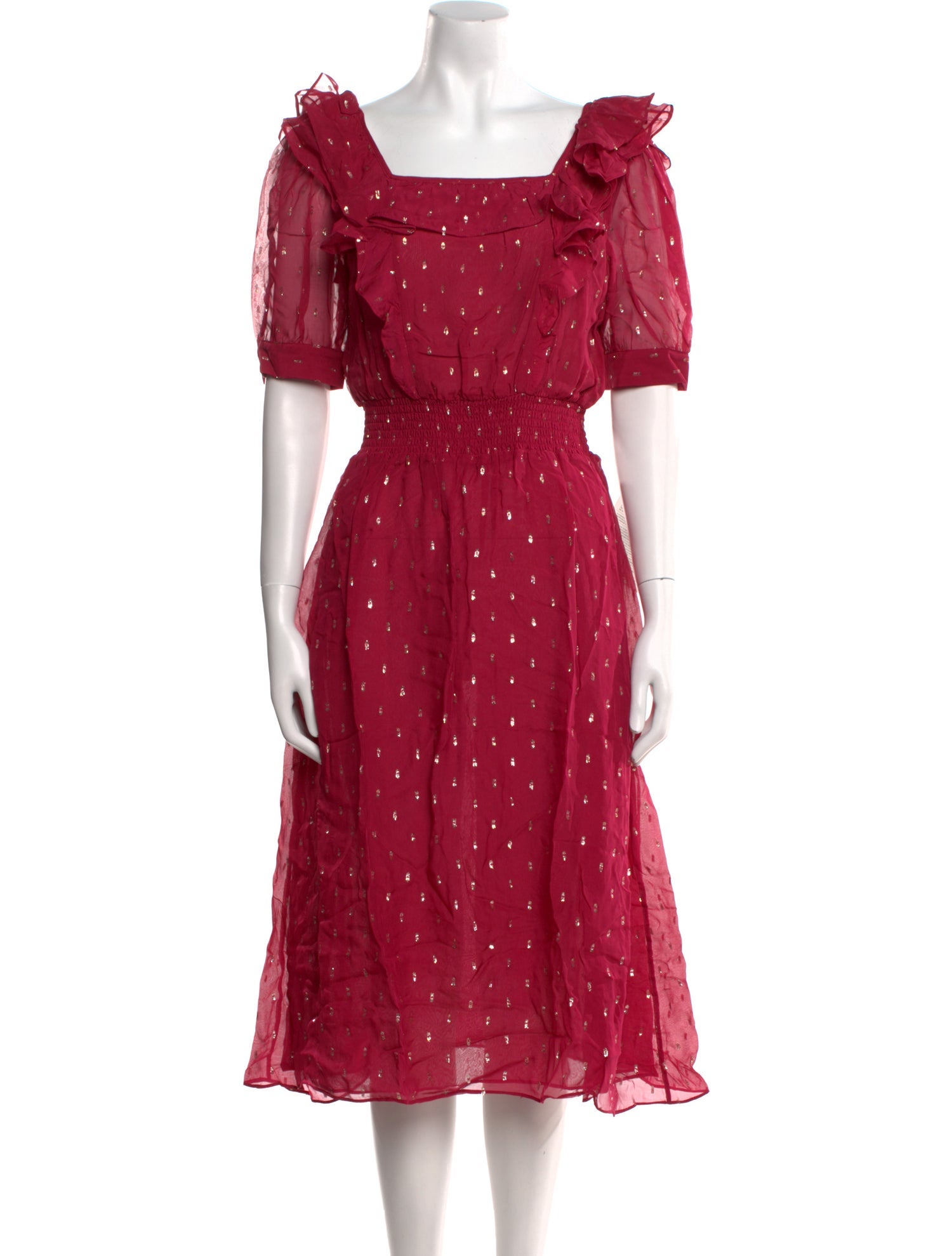 BA&SH Polka Dot Print Midi Length Dress w/ Tags