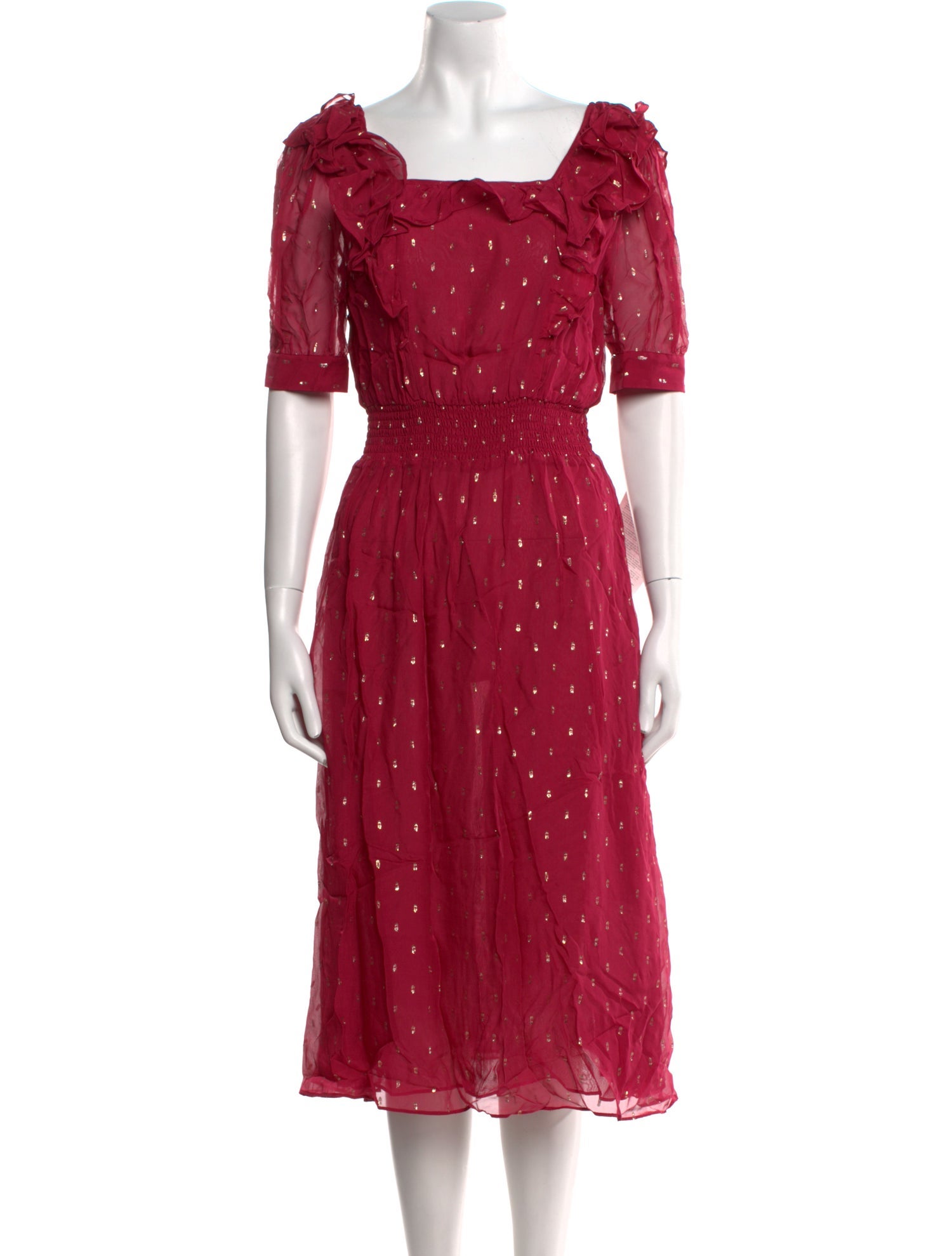 BA&SH Patterned Midi Length Dress w/ Tags