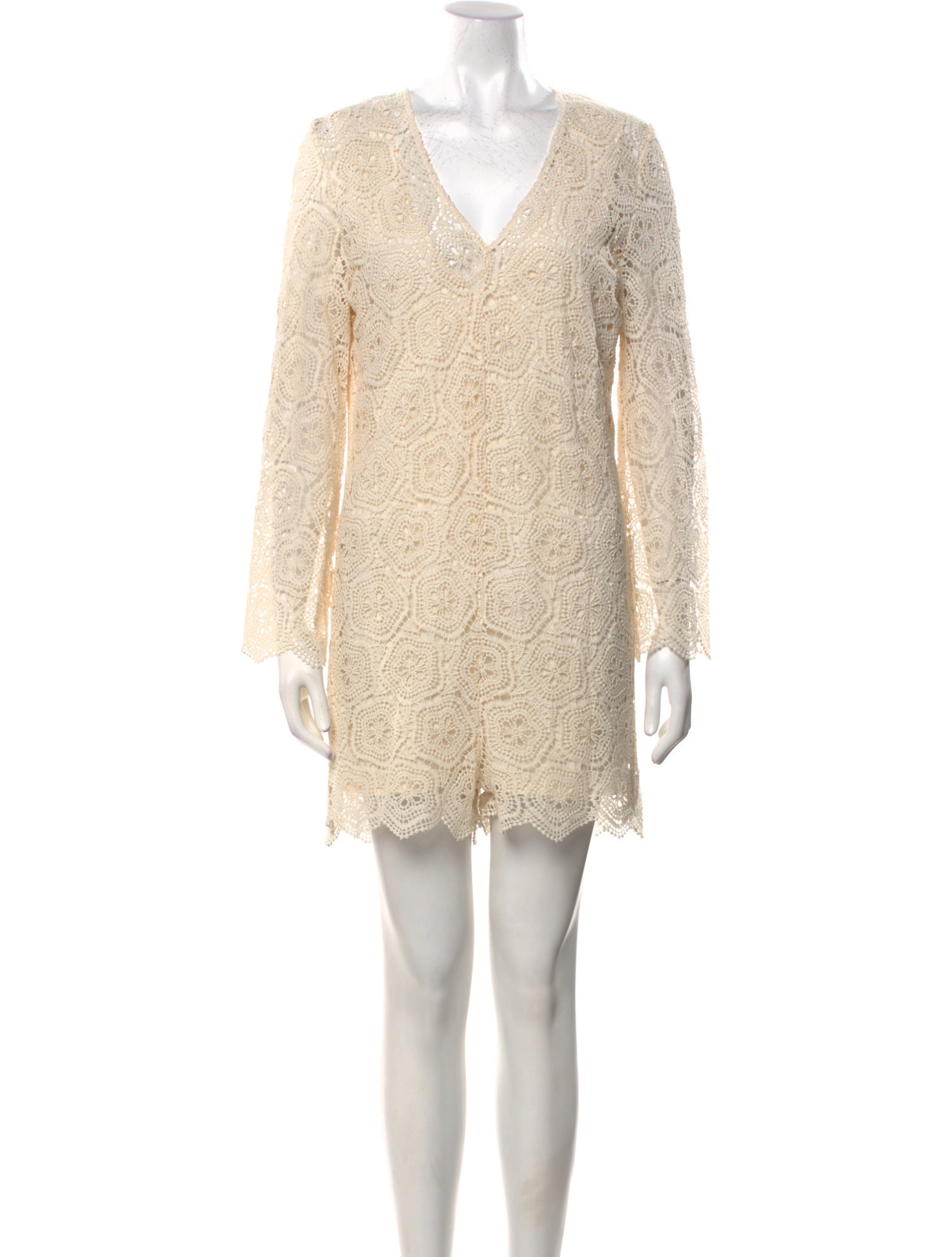 BA&SH Lace Pattern V-Neck Romper